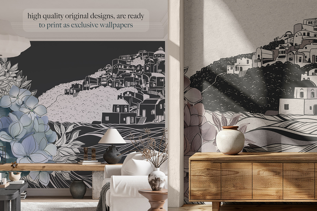 Hand Drawn Mediterranean Wallpaper, a Wallpaper Graphic by Nature.Of.Kate (Photo 6 of 13)