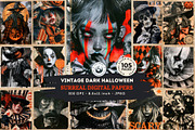 Vintage Dark Halloween Digital Paper, a Seasonal Illustration by ThatsDesignArt (Thumbnail 1 of 16)