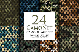 Camouflage net background set