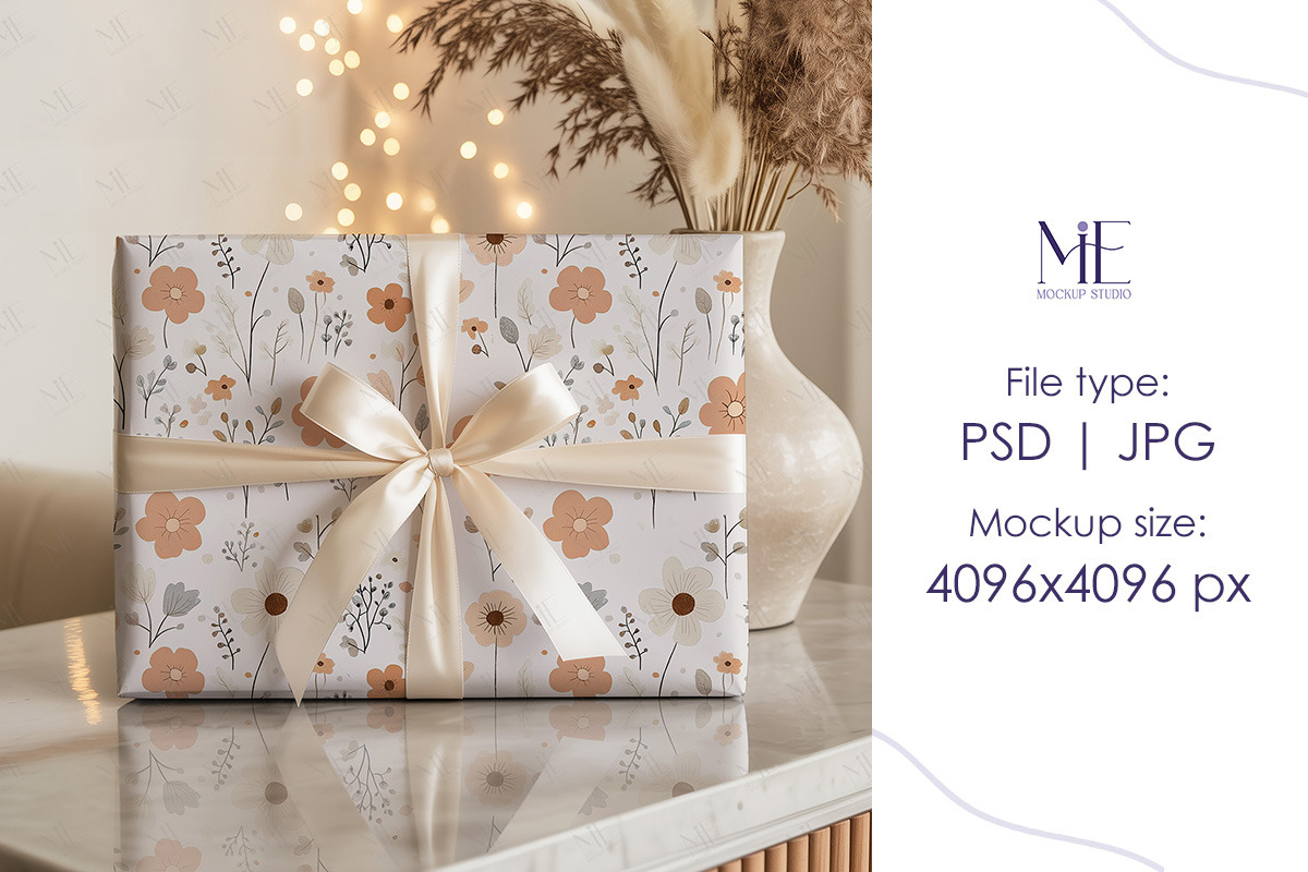 Gift Wrapping Paper Mockup Wrap, a Mockup by Mie Mockup Studio (Photo 2 of 7)