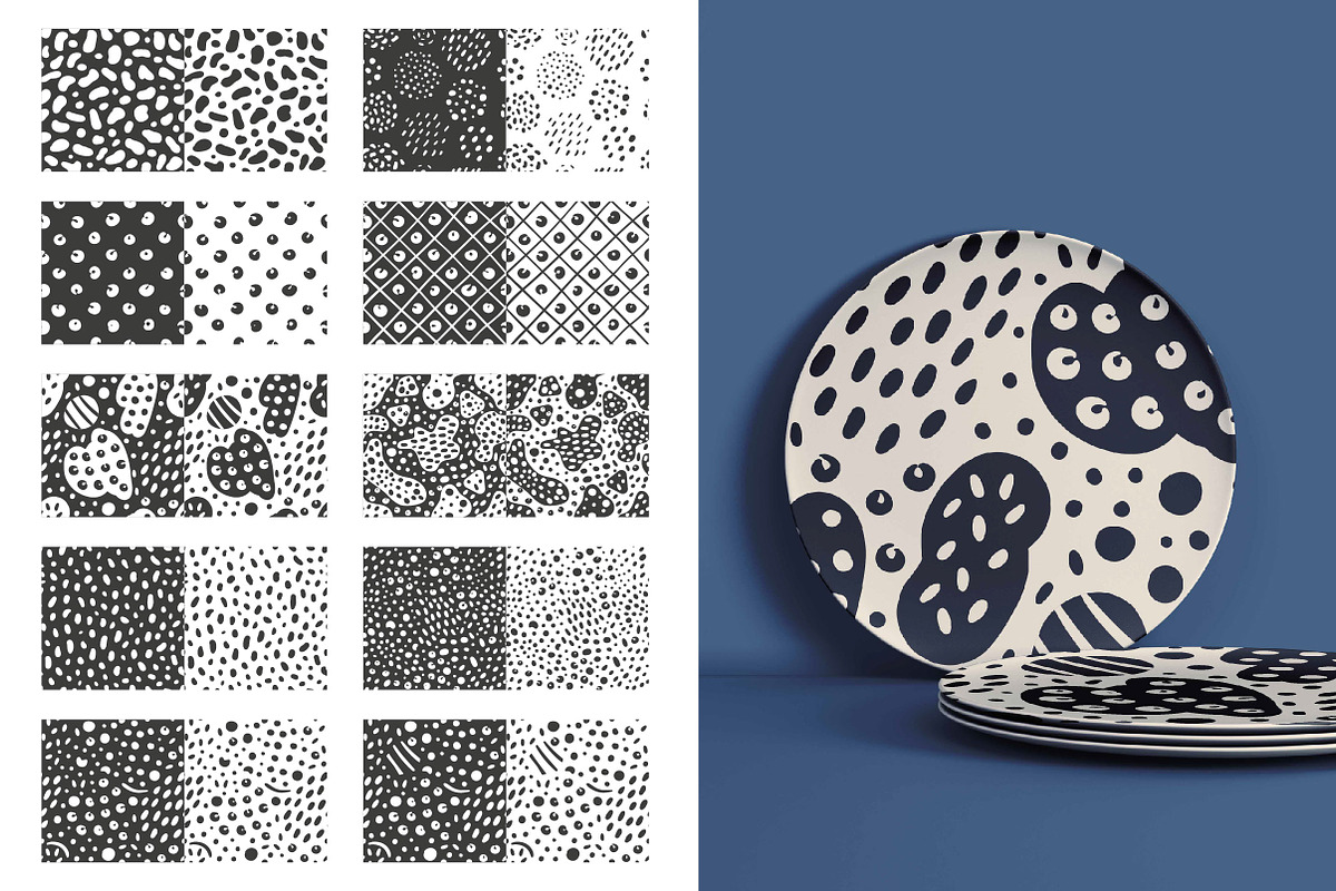 Spots and dots patterns set, a Pattern Graphic by KatiaZhe (Photo 5 of 12)