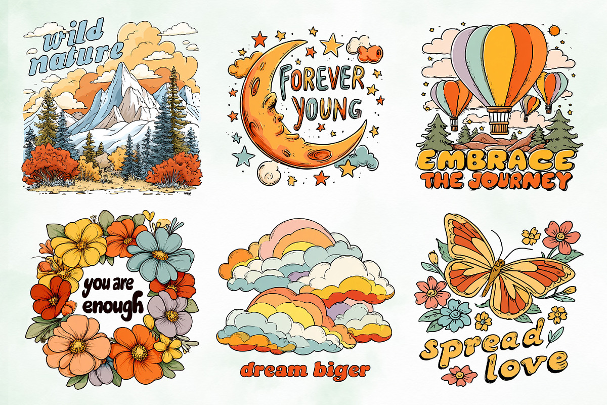 Retro Groovy Summer Design Bundle, an Object Illustration by Creative Art (Photo 4 of 7)