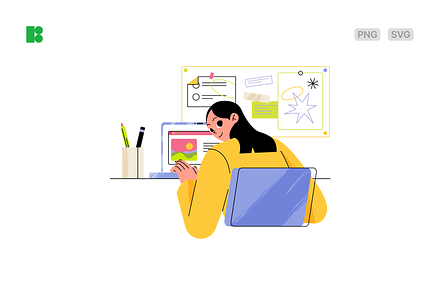 Woman working at home