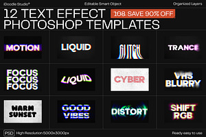 12 Text Effect Templates, a Layer Style Add-On by iDoodle Studio