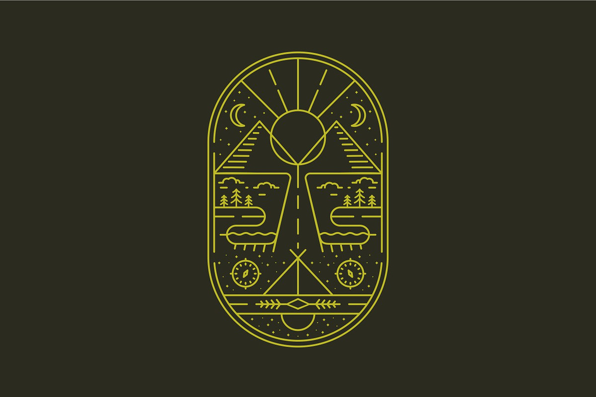 Camping Line Art Logo Badge, an Object Graphic by prasetyadavid (Photo 1 of 3)