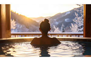 Woman enjoying a hot spring with, a Nature Photo by Igor Tichonow