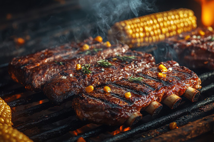 BBQ Ribs and Corn on the Grill Delic, a Background Photo by Pixeness