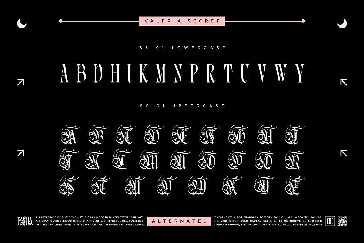 Valeria Secret Typeface, a Blackletter Font by alit design (Photo 16 of 17)