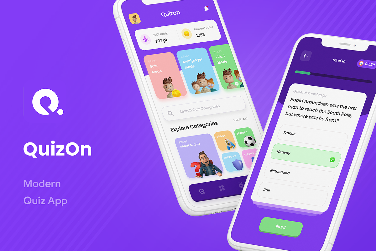 Modern Quiz App UI | Quizon, an UI Kit Template by Opus LabWorks (Photo 4 of 7)