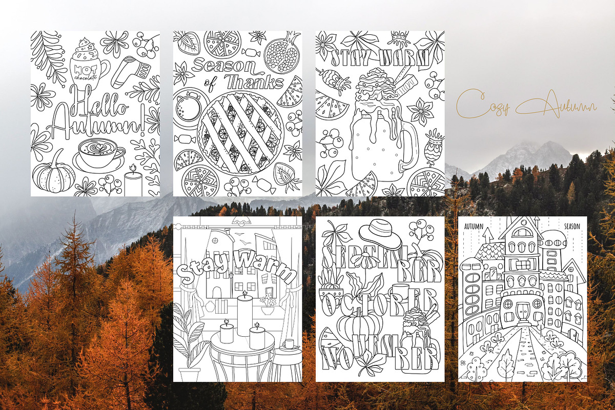 Cozy Autunm | Coloring book, a Decorative Illustration by ChristinaDesigns (Photo 5 of 6)