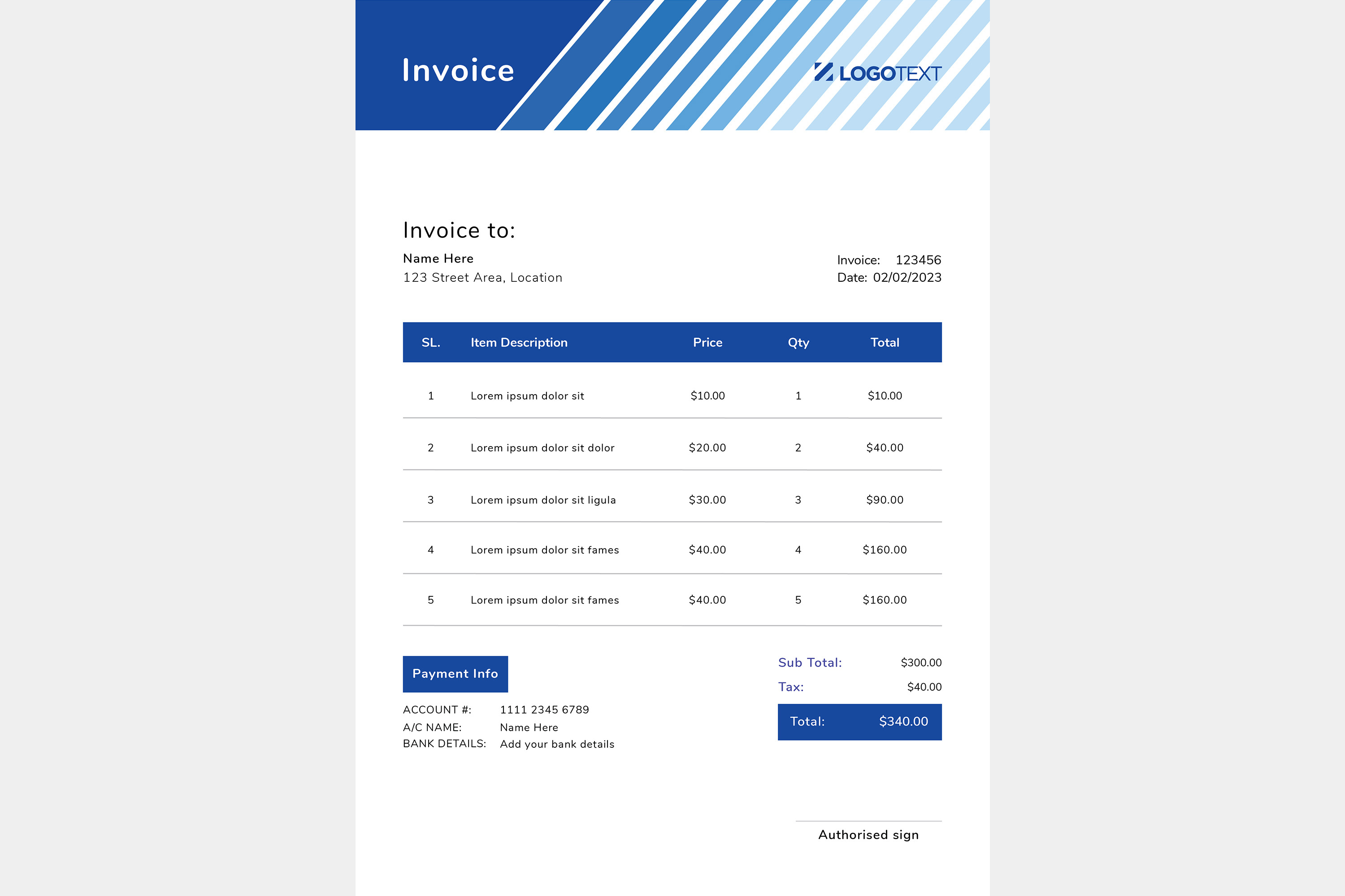 Corporate Invoice Design Template, a Stationery Template by shahsoft