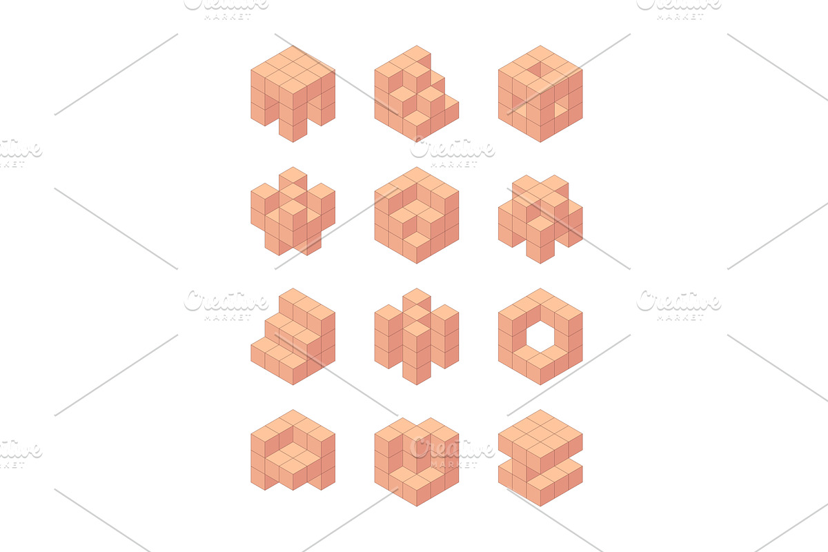 Wooden cubes. Isometric blocks for, a Background Graphic by Onyx