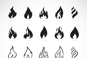 Vector Set Of Flame Symbols. Icon.