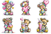 Whimsical Teddy Bear Valentine Clipa, an Illustration by CraftArtStudio (Thumbnail 2 of 6)