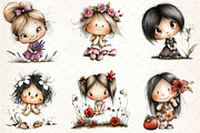 Flowers and Girls Clipart Bundle, an Illustration by DreamCafeArt (Thumbnail 7 of 8)