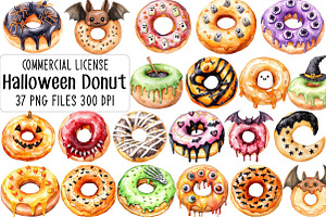 Donut Clipart Halloween Donut, an Illustration by CraftArtStudio
