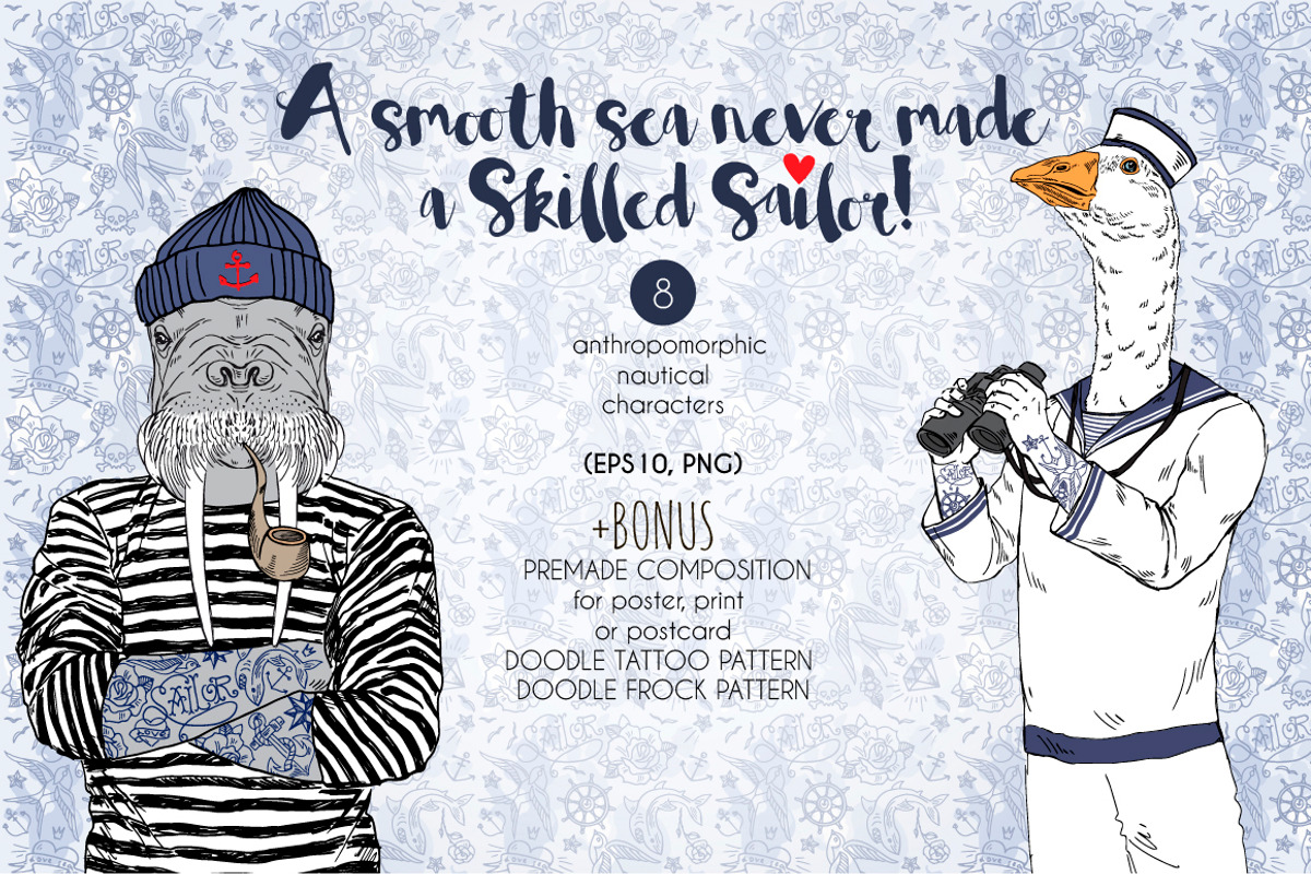 Nautical Anthropomorphic characters, an Animal Illustration by @olga.angelloz (Photo 1 of 3)
