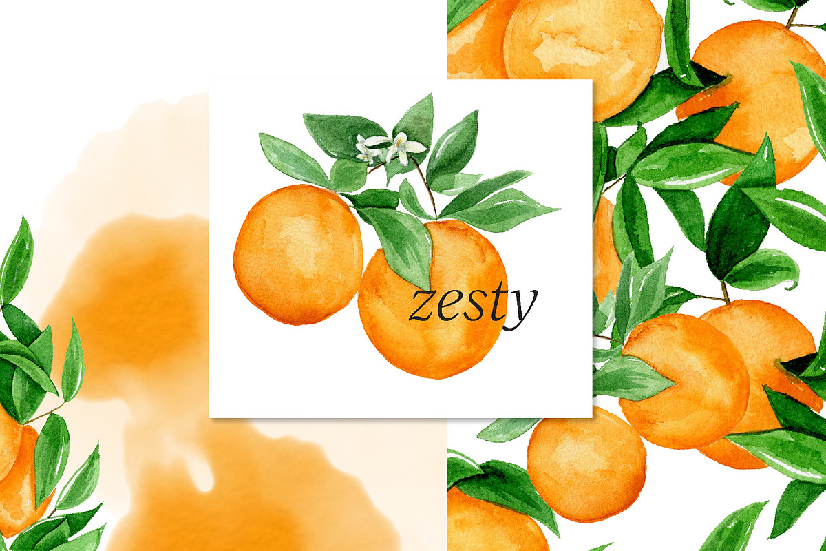 Juicy Watercolor Orange Collection, an Illustration by One and Only Paper (Photo 6 of 8)