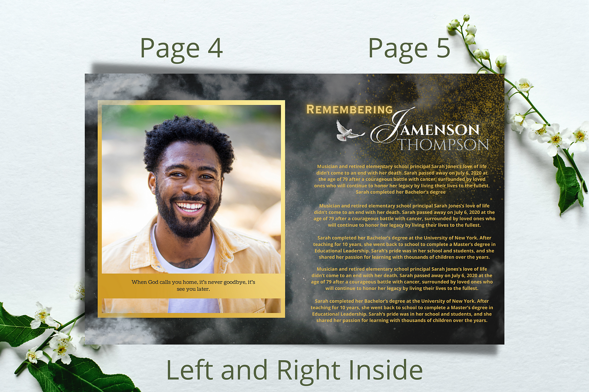 Black and Gold Funeral Program, a Brochure Template by Feel Inspired Digitals (Photo 5 of 6)