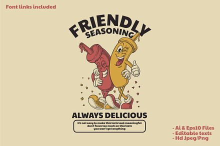 Happy sauce & mustard mascots, a Branding & Logo Template by Judsart