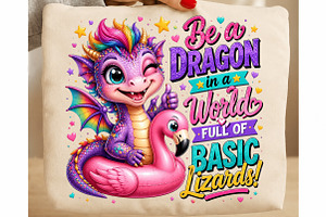 Rainbow Dragon Flamingo Float, a Seasonal Illustration by Craft Nest