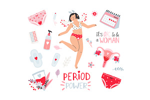 Woman critical days vector set with, a Healthcare Illustration by Stock-Smart-Start