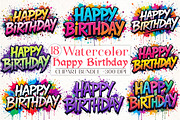 Happy Birthday Png Bundle Sublimatio, an Illustration by Libby Wishes (Thumbnail 1 of 4)