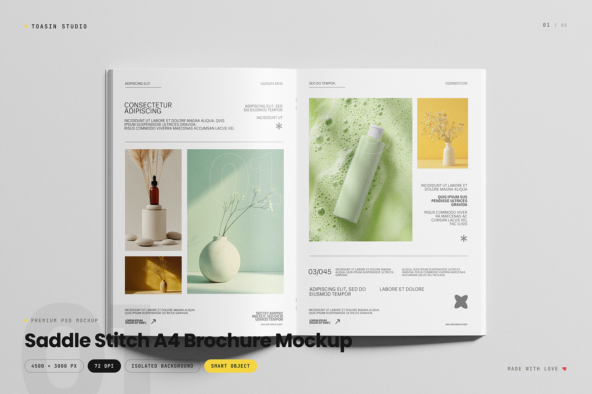 Saddle Stitch A4 Brochure Mockup, a Books & Magazine Mockup by Toasin Studio (Photo 1 of 5)