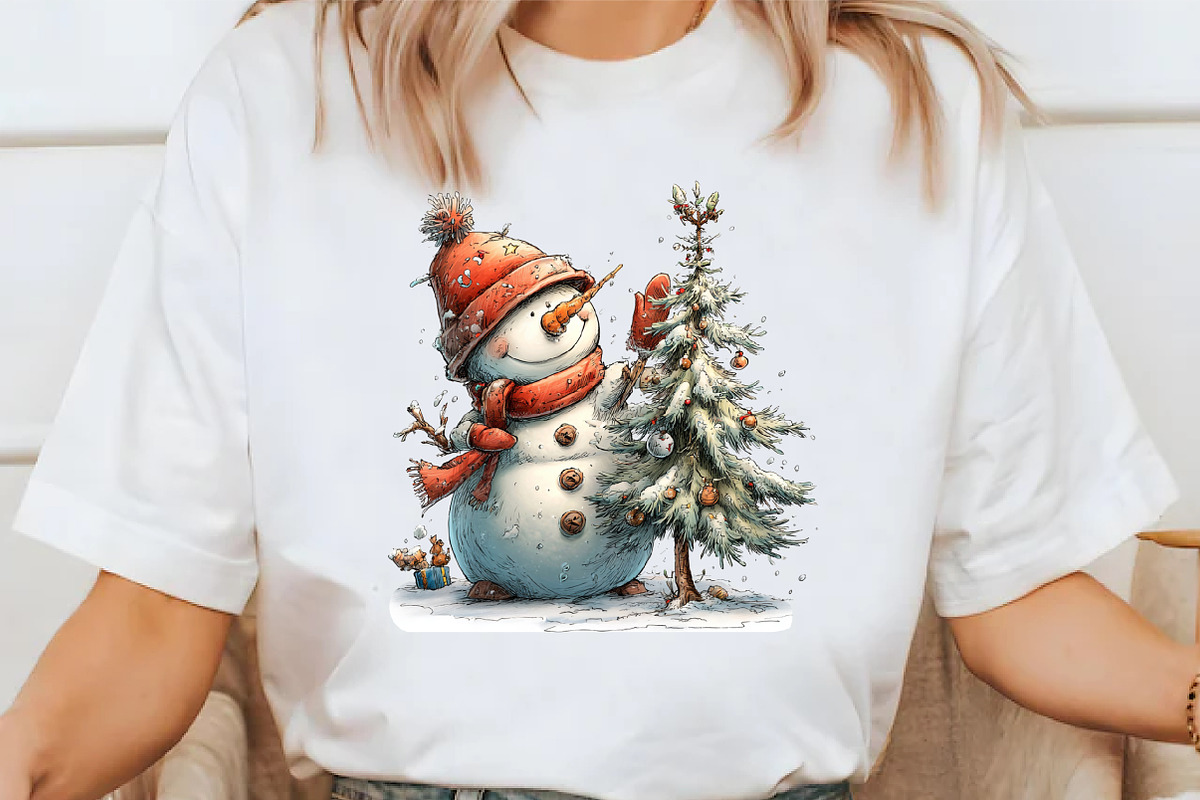Red Christmas Snowman Clipart, an Illustration by Libby Wishes (Photo 4 of 7)
