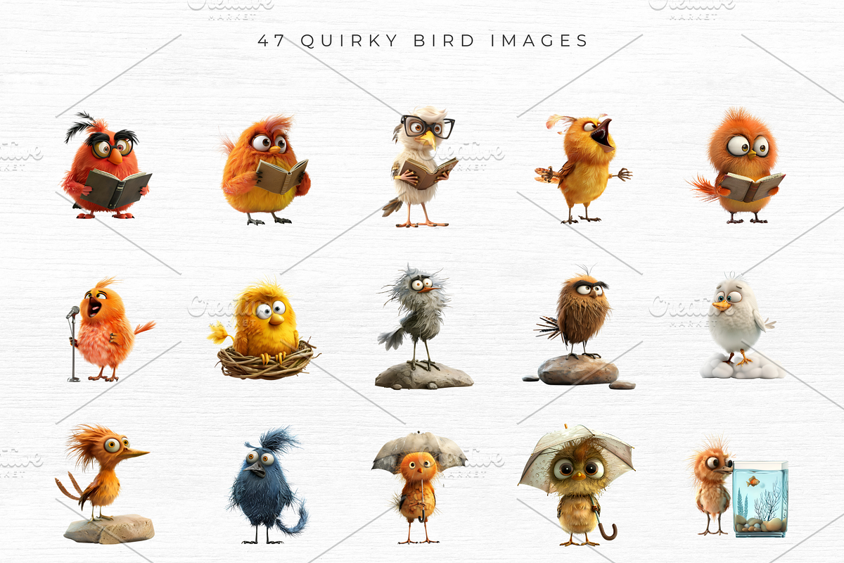 Quirky Bird Clipart, 47 PNG, an Animal Illustration by EllyandLima (Photo 6 of 6)