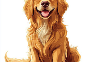 Happy Golden Retriever Puppy Sitting, an Animal Photo by Pixeness Studio
