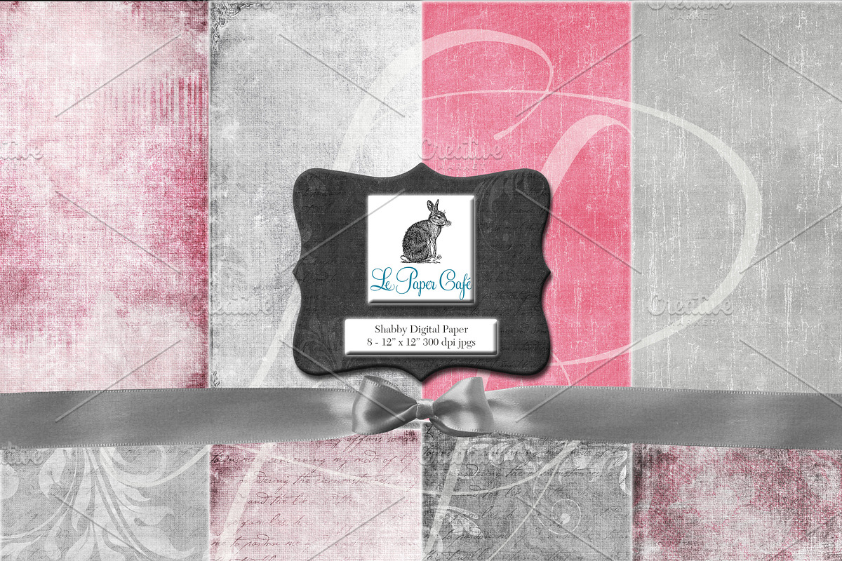 Shabby Pink & Grey Digital Paper