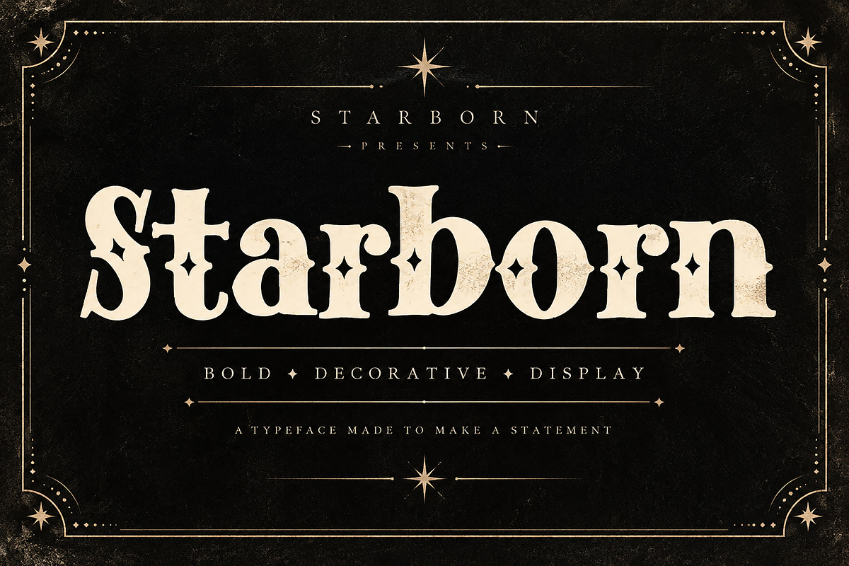 Starborn – Bold Vintage Display Font, a Serif Font by Wow Magic (Photo 1 of 5)