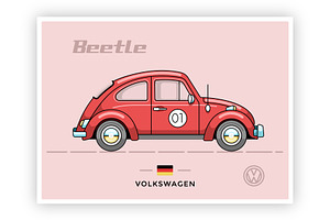 Vintage vector VW Beetle(Bug)