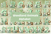 Woodland Animal Alphabet Clipart PNG, a Decorative Illustration by Dizzy Art Studio (Thumbnail 2 of 2)