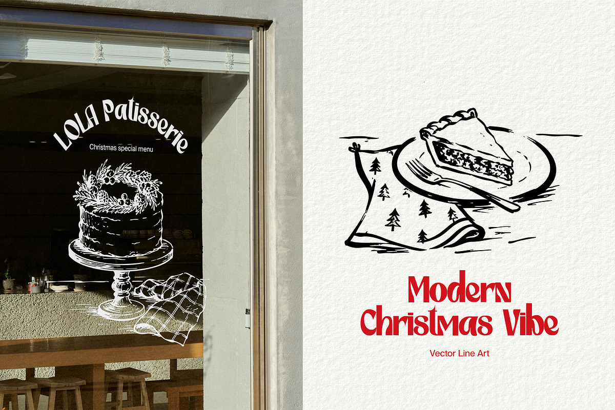 Christmas Vibe: Vector Line Art, a Seasonal Illustration by divanovskaya_nv (Photo 4 of 15)