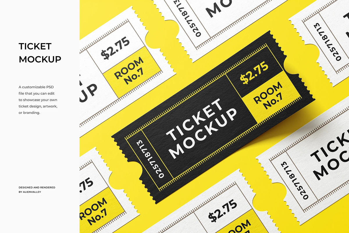 Ticket Mockup, an Advertising Mockup by zpackcreative (Photo 1 of 6)
