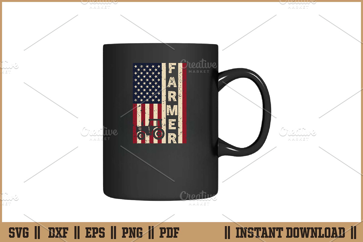 Farmer Tractors American Flag SVG, a Work Illustration by Handy Arts Studio (Photo 3 of 3)