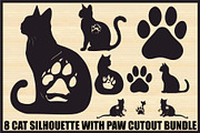Paw Cutout Cat Clipart Bundle, an Illustration by jahid234 (Thumbnail 1 of 9)