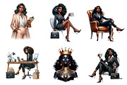 Watercolor Black Boss Lady Clipart, an Illustration by CreationArt (Thumbnail 2 of 5)