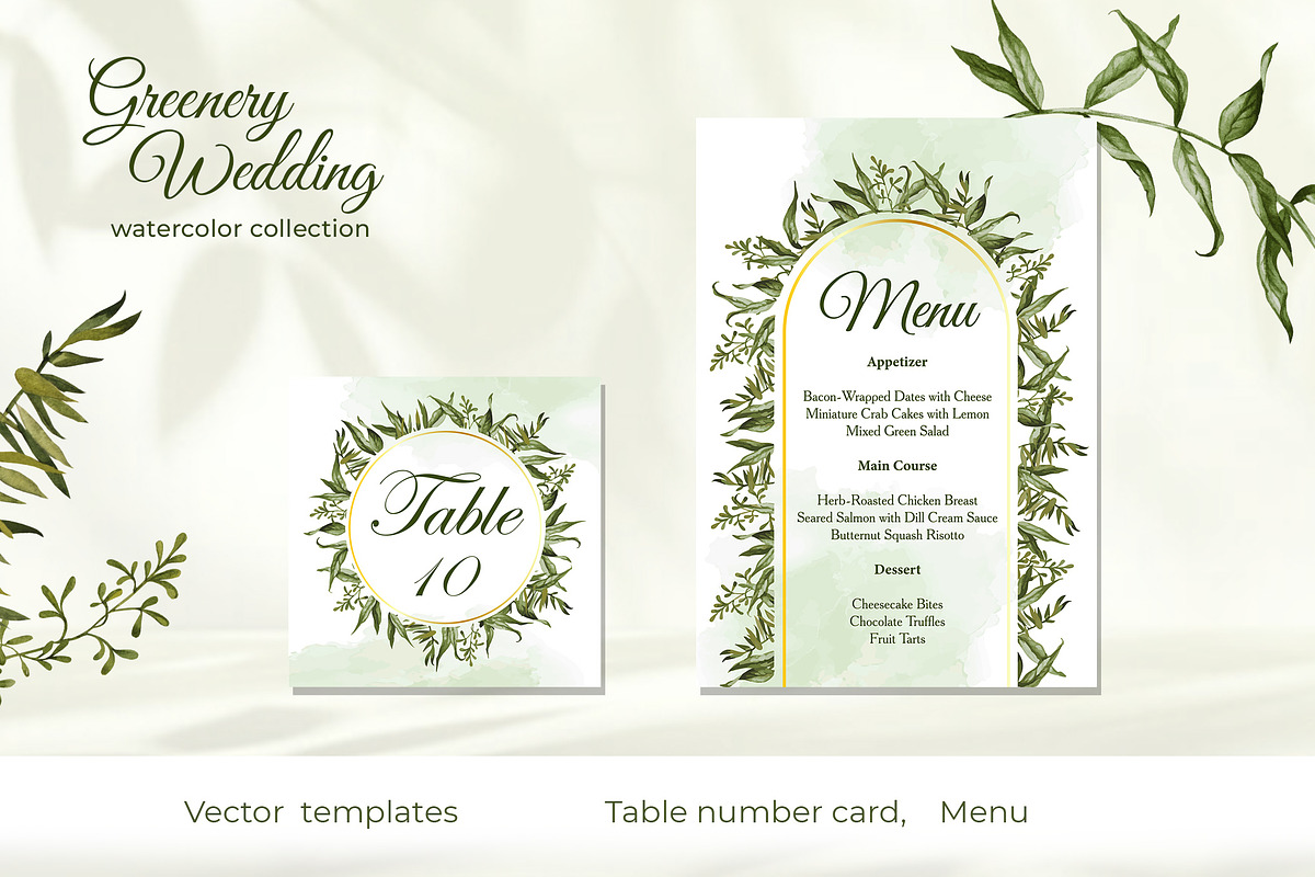 Greenery Wedding Watercolor Set, a Decorative Illustration by L- design studio (Photo 6 of 6)