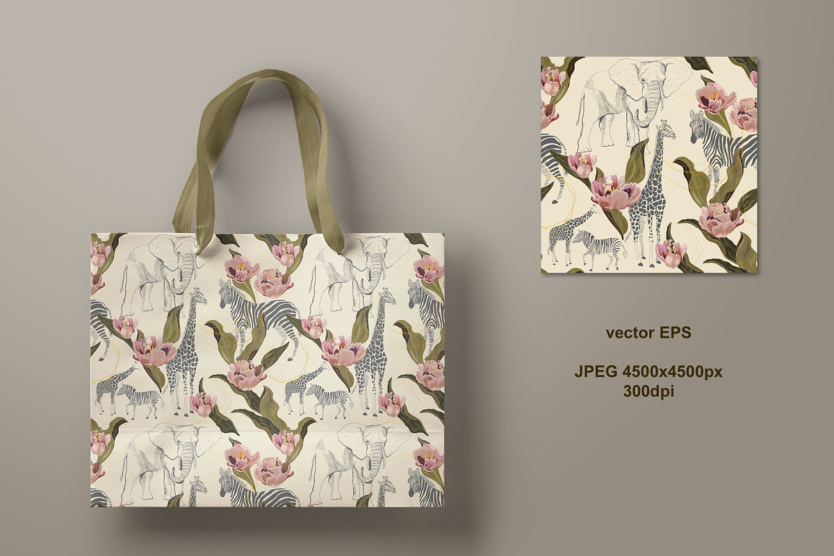 Floral animals seamless vector #1, a Pattern Graphic by PatternsBlooming (Photo 2 of 2)