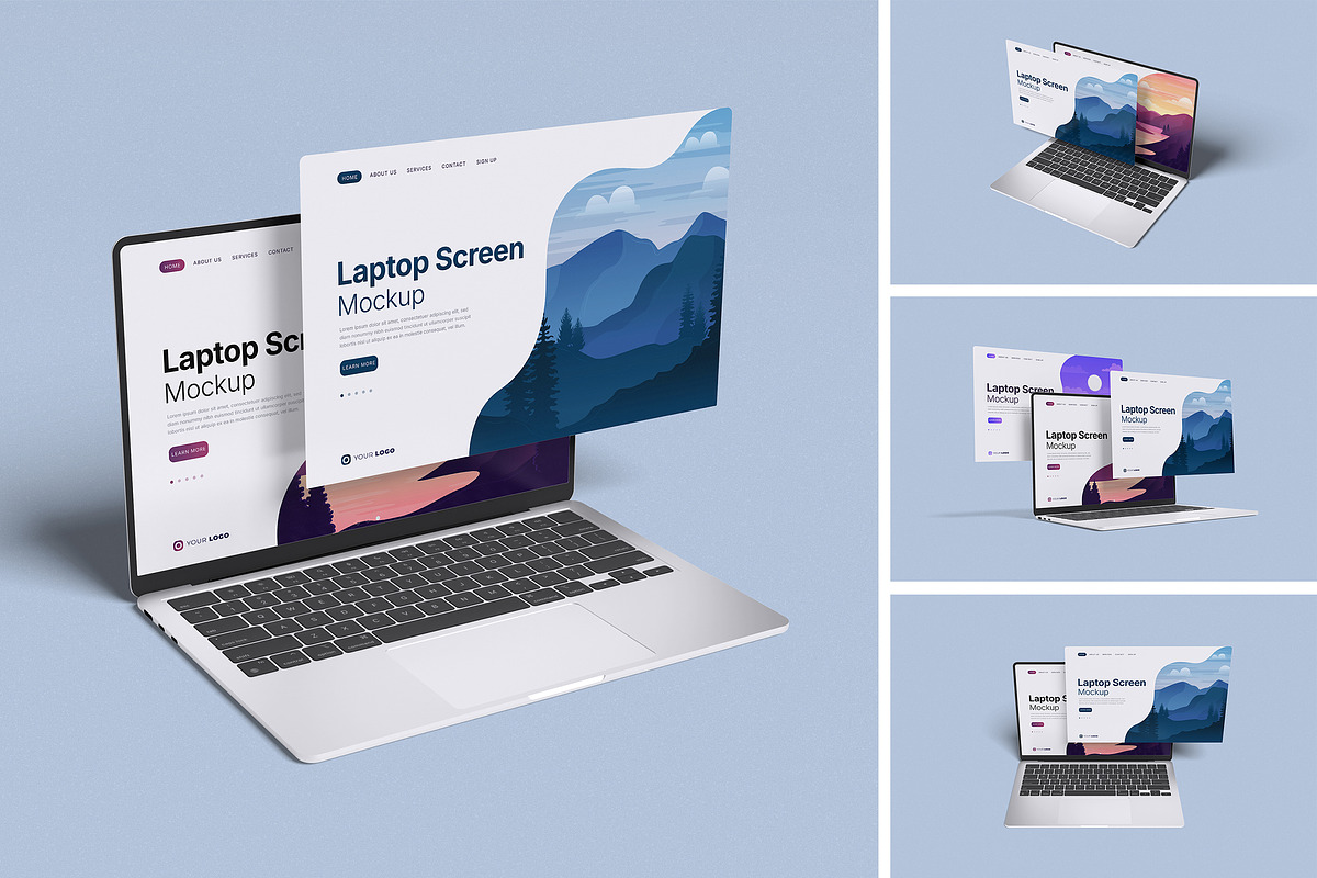 Laptop Screen Mockup, a Device Mockup by HanaSaka_Studio (Photo 1 of 5)