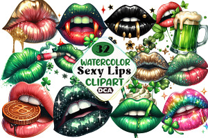 Sexy Lips Patrick's Day Sublimation, an Illustration by DreamCafeArt