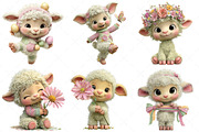 Whimsical Easter Lamb Clipart, an Illustration by Craft Nest (Thumbnail 4 of 9)