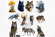 Watercolor Mystic Wolves Clipart Set, an Animal Illustration by ThatsDesignArt (Thumbnail 12 of 15)