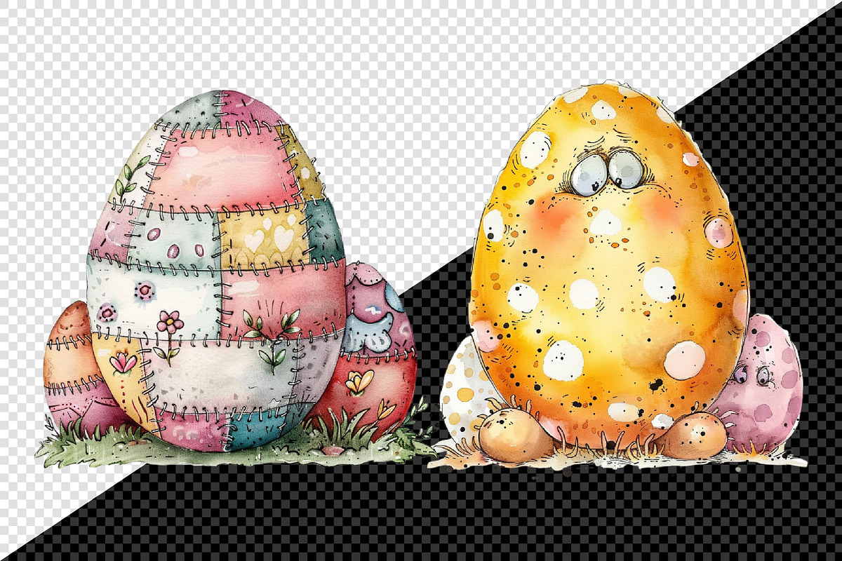 Watercolor Easter Cute Eggs Clipart, an Illustration by Creative Art (Photo 7 of 7)