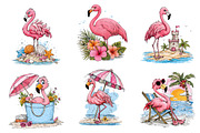 Watercolor Summer Flamingo Clipart, an Illustration by Dream Creation (Thumbnail 4 of 7)