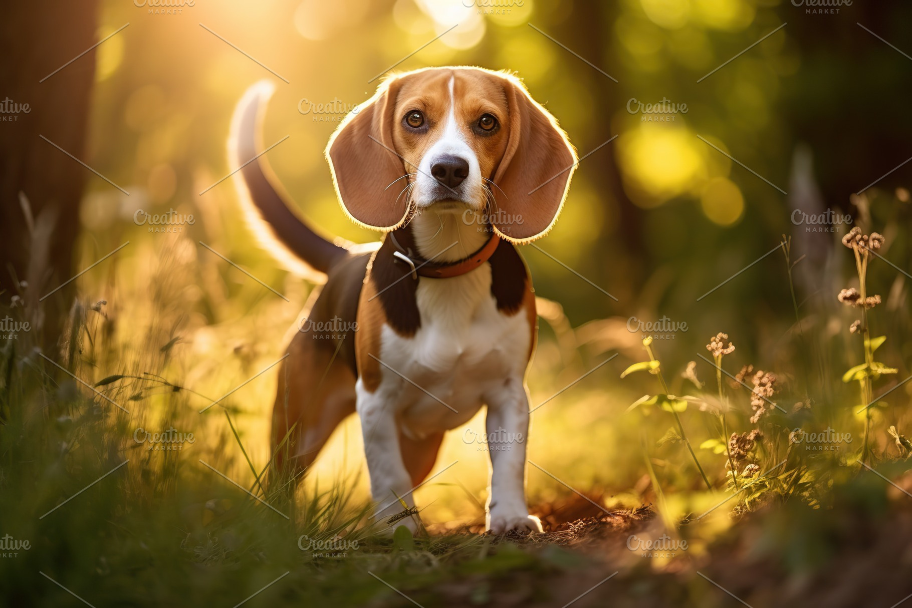 Young beagle dog on green grass in the park, an Animal Photo by AlyaAnd