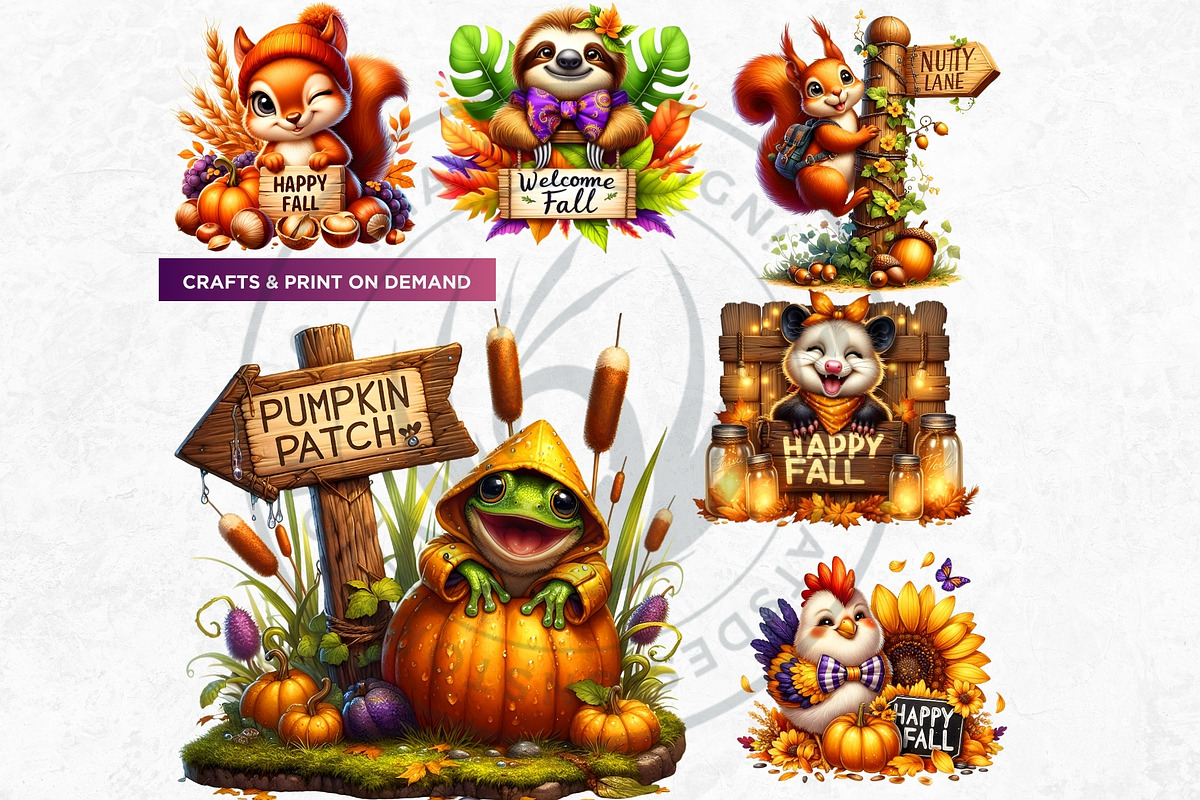 Autumn Cute animals with signs, a Seasonal Illustration by ThatsDesignArt (Photo 4 of 10)